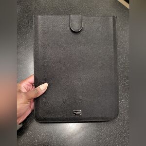 Dolce and Gabbana Black Pebbled Leather Drawing Tablet IPad Holder GUC